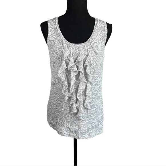 Chico's 0 Tank ruffle front lined sleeveless top - Picture 1 of 5